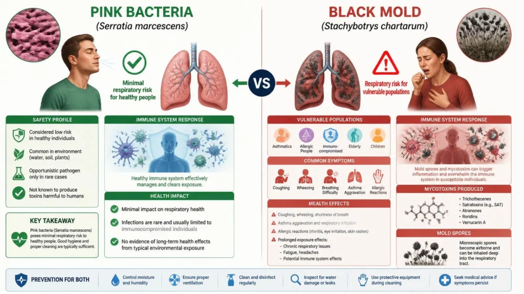 Health Risks Pink Bacteria vs. Black Fungus
