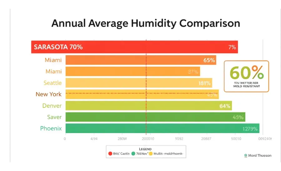 Humidity Comparison - Sarasota vs. Major U.S. Cities