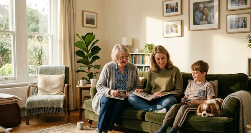 Multigenerational family at home representing groups most at risk from mold