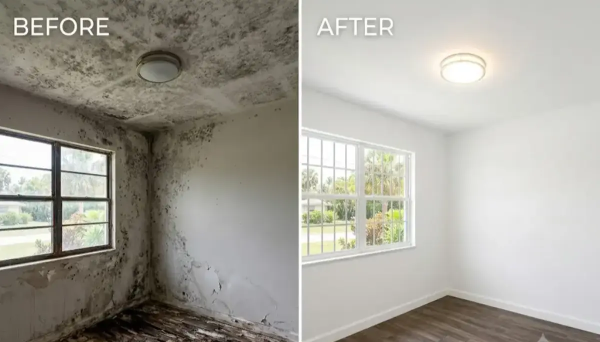 Sarasota Mold Removal Before and After – Ceiling and Corner Wall